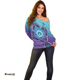 Australia Indigenous Off Shoulder Sweater Suicide Prevention Month Ribbon Aboriginal Art