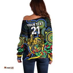 Custom Titans Rugby Aboriginal Art Off Shoulder Sweater NAIDOC Indigenous Tribal