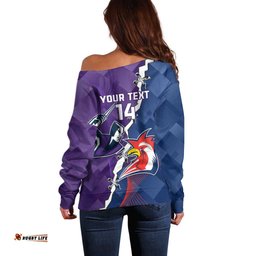 Custom NRL Storm And Roosters Rugby 2024 Off Shoulder Sweater Go Champions Dynamic Version