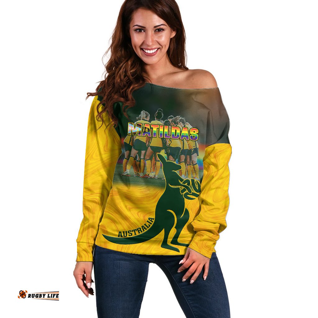 Matildas Pride Off Shoulder Sweater LGBT Kangaroo Australian Proud