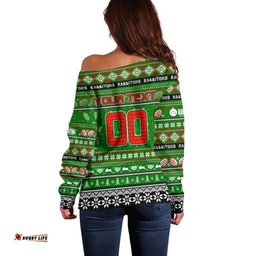 Personalized Rabbitohs Rugby Xmas Off Shoulder Sweater Australia NRL Mascot