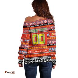 Personalized Suns Football Xmas Off Shoulder Sweater Australia AFL Mascot