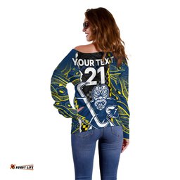 Custom Text And Number NRL Combine Warriors and Cowboys Off Shoulder Sweater Maori mixed Aboriginal