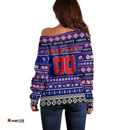 Personalized Knights Rugby Xmas Off Shoulder Sweater Australia NRL Mascot
