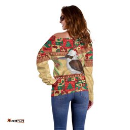 Australia Christmas Off Shoulder Sweater Kookaburra Santa With Gumtree