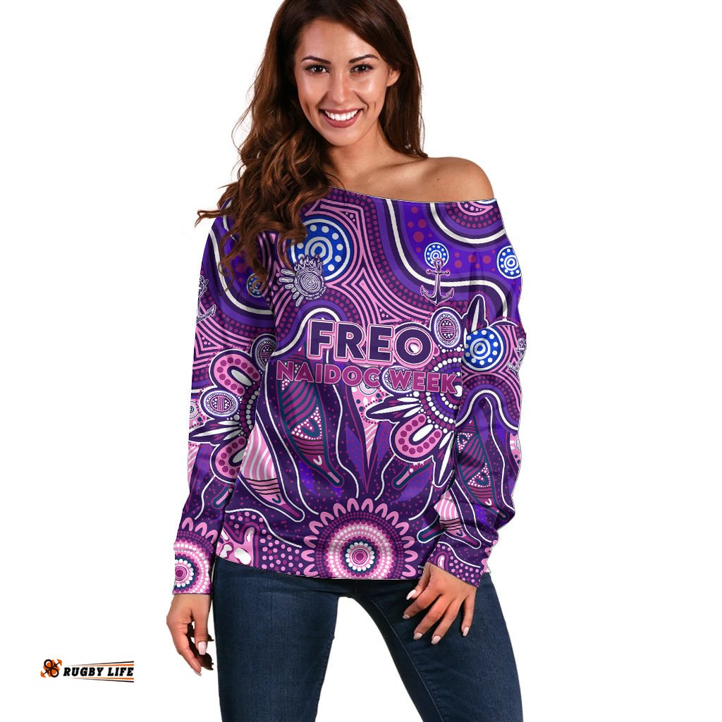 Personalised Freo NAIDOC Week 2024 Off Shoulder Sweater Aussie Aboriginal Art