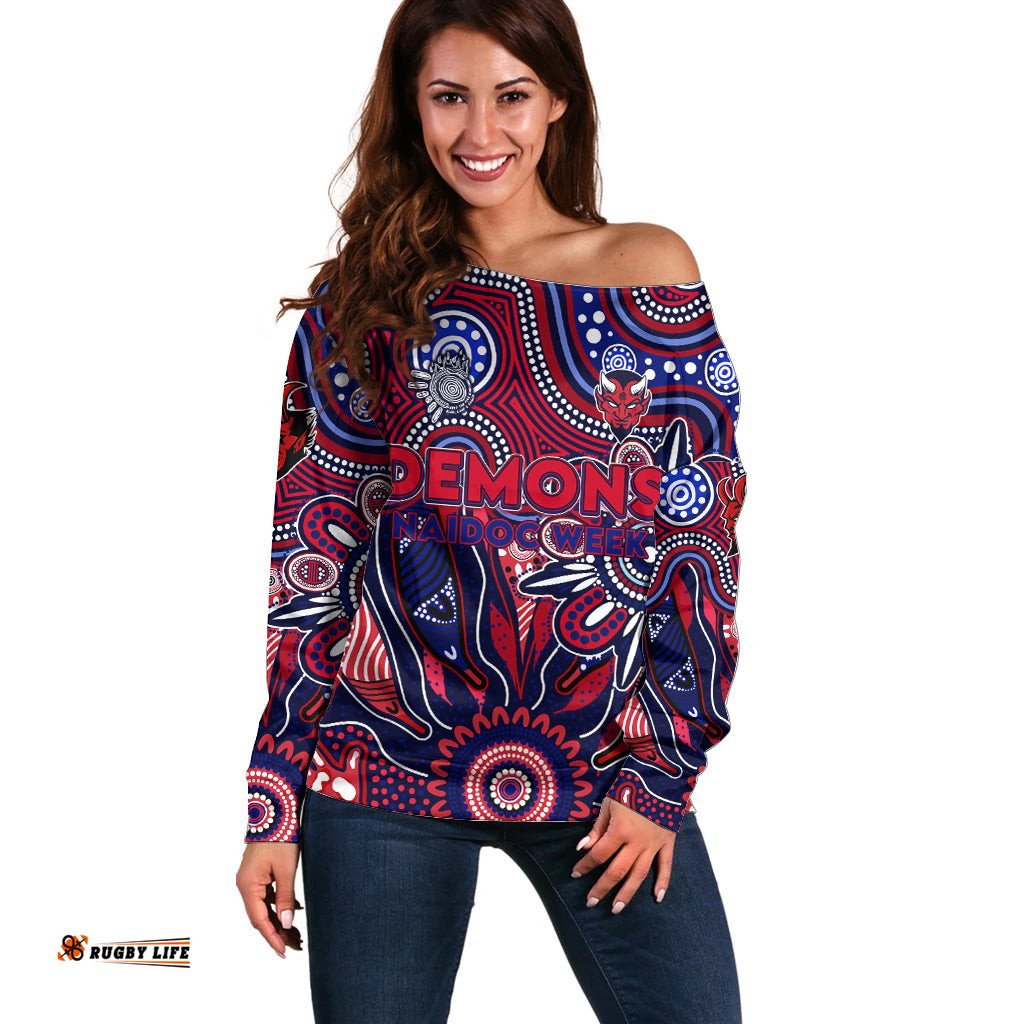 Personalised Demons NAIDOC Week 2024 Off Shoulder Sweater Aussie Aboriginal Art