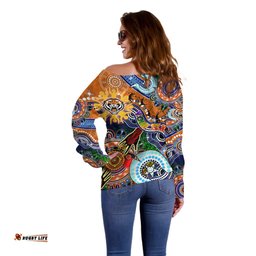 Personalised Tigers NAIDOC Week 2024 Off Shoulder Sweater Australia Aboriginal Dot Painting