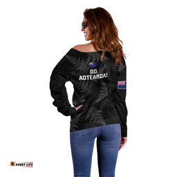 New Zealand Silver Fern Rugby Off Shoulder Sweater Go Aotearoa World Cup