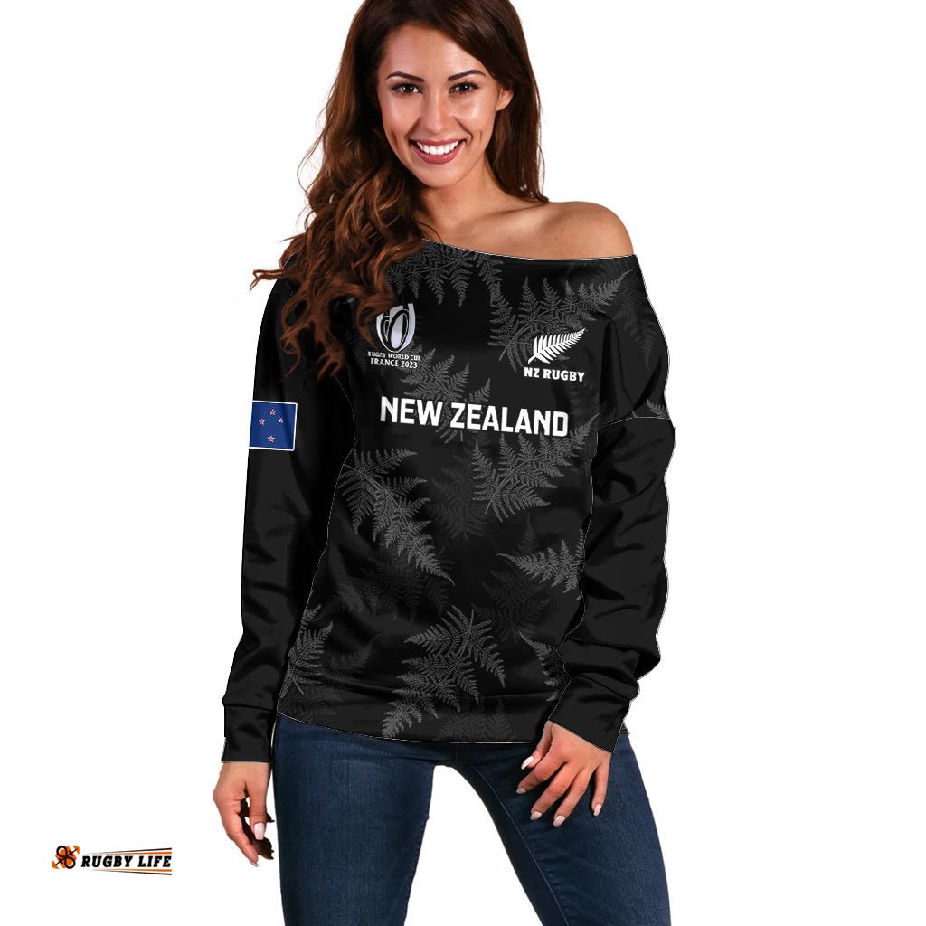 New Zealand Silver Fern Rugby Off Shoulder Sweater Go Aotearoa World Cup