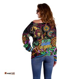 Lions Football Aboriginal Art Off Shoulder Sweater NAIDOC Indigenous Tribal