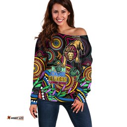 Lions Football Aboriginal Art Off Shoulder Sweater NAIDOC Indigenous Tribal