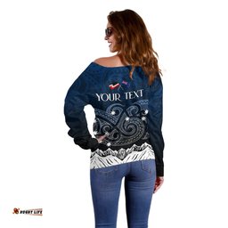 Peronsalised New Zealand Off Shoulder Sweater Matariki Maori Patterns Gradient