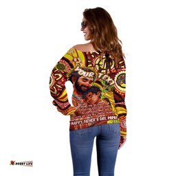 Custom Australia Father's Day Off Shoulder Sweater Aboriginal Father and Son