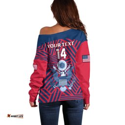 Personalised United States Rugby Off Shoulder Sweater USA Go Eagles Pacific 2023
