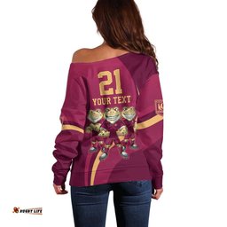 Custom QLD Maroons Cane Toad Off Shoulder Sweater Queensland Origin No3