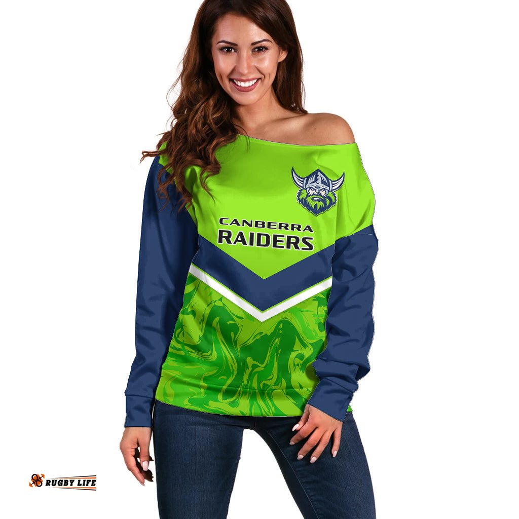 Personalised Raiders Rugby Off Shoulder Sweater Canberra 1981 Sporty Style