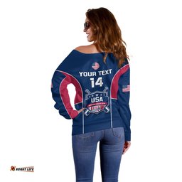 Personalised United States Cricket Off Shoulder Sweater Go USA Dynamic Version 2023