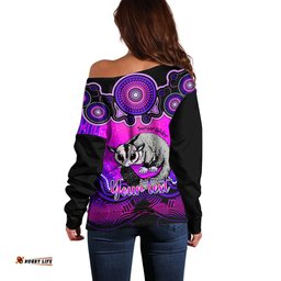 Personalised Australia Gemini Sugar Gilder Zodiac Off Shoulder Sweater Auz Astrology Aboriginal Magenta