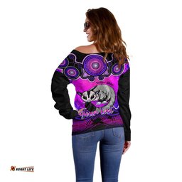 Personalised Australia Gemini Sugar Gilder Zodiac Off Shoulder Sweater Auz Astrology Aboriginal Magenta