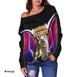 Custom Personalised Melbourne Storm Naidoc Week Women Off Shoulder Sweater Aboriginal Special Style