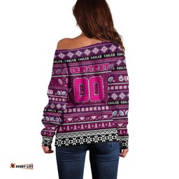 Personalized Sea Eagles Rugby Xmas Off Shoulder Sweater Australia NRL Mascot