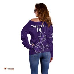 Personalised Fremantle Dockers Football Off Shoulder Sweater Go Freo Sporty Version 01