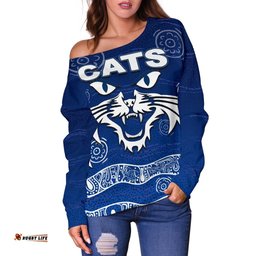 Cats Women's Off Shoulder Sweater Aboriginal