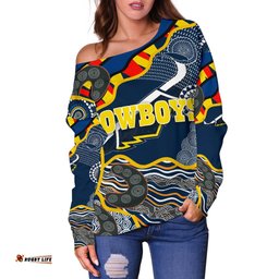 Cowboys Women Off Shoulder Sweater Unique Indigenous