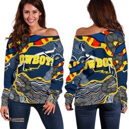 Cowboys Women Off Shoulder Sweater Unique Indigenous