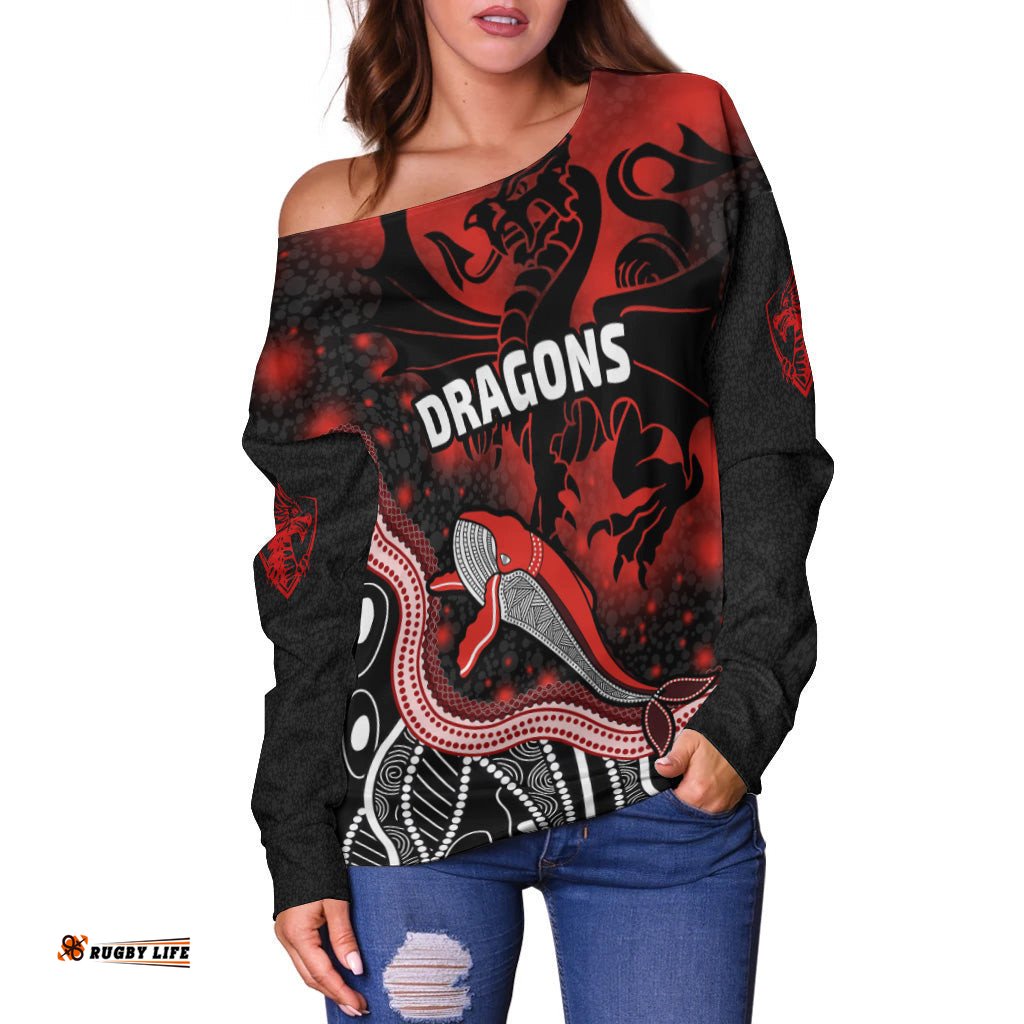Custom Personalised Dragon Women's Off Shoulder Sweater St. George Special Style