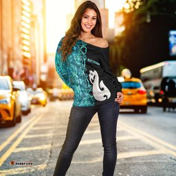 Custom PersonalisedAotearoa Maori Manaia Women's Off Shoulder Sweater Half Papua Shell Style No.2