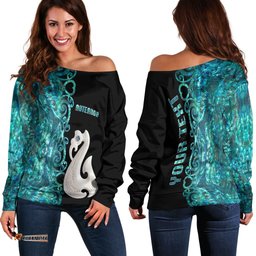 Custom PersonalisedAotearoa Maori Manaia Women's Off Shoulder Sweater Half Papua Shell Style No.2