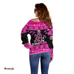 Sydney Sixers Cricket Christmas Off Shoulder Sweater Merry Xmas Indigenous Art