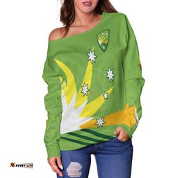 Custom Personalised Cricket Australia Off Shoulder Sweater Proud Aussie Aboriginal
