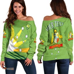 Custom Personalised Cricket Australia Off Shoulder Sweater Proud Aussie Aboriginal