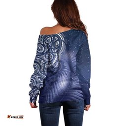 New Zealand Galaxy Fern Off Shoulder Sweater