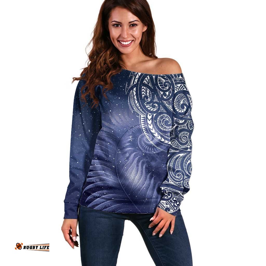 New Zealand Galaxy Fern Off Shoulder Sweater
