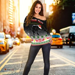 Custom Personalised Penrith Panthers Off Shoulder Sweater Merry Christmas Indigenous
