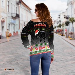 Custom Personalised Penrith Panthers Off Shoulder Sweater Merry Christmas Indigenous