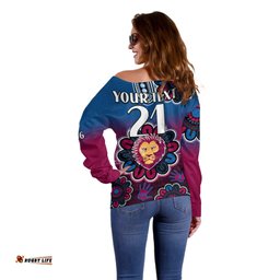 Custom Personalised AFL Brisbane Lions 1996 Aboriginal Off Shoulder Sweater