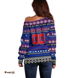 Personalized Bulldogs Football Xmas Off Shoulder Sweater Australia AFL Mascot