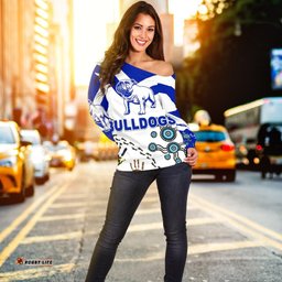 Canterbury Bankstown Bulldogs Women Off Shoulder Sweater Indigenous NO.1