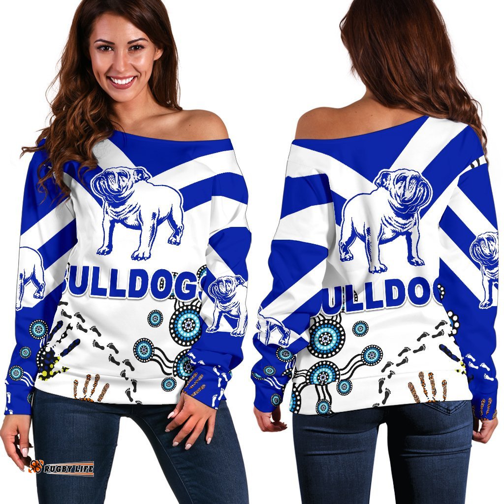 Canterbury Bankstown Bulldogs Women Off Shoulder Sweater Indigenous NO.1