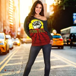 Custom Aboriginal Women's Off Shoulder Sweater, Black Lives Matter Sun Dot Painting