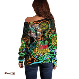Tigers Rugby Aboriginal Art Off Shoulder Sweater NAIDOC Indigenous Tribal