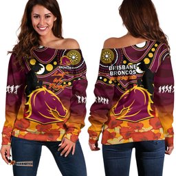 Brisbane Broncos Rugby ANZAC Off Shoulder Sweater Aboriginal Mix Poppy Lest We Forget