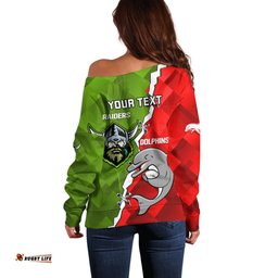 Personalised Dolphins and Raiders Rugby Off Shoulder Sweater Sporty Version
