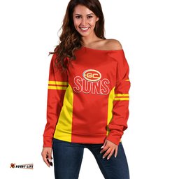 Personalised Gold Coast Football Off Shoulder Sweater Go Suns Sporty Style