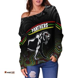 Custom Personalised Panthers Indigenous Off Shoulder Sweater Premiers Penrith Champion